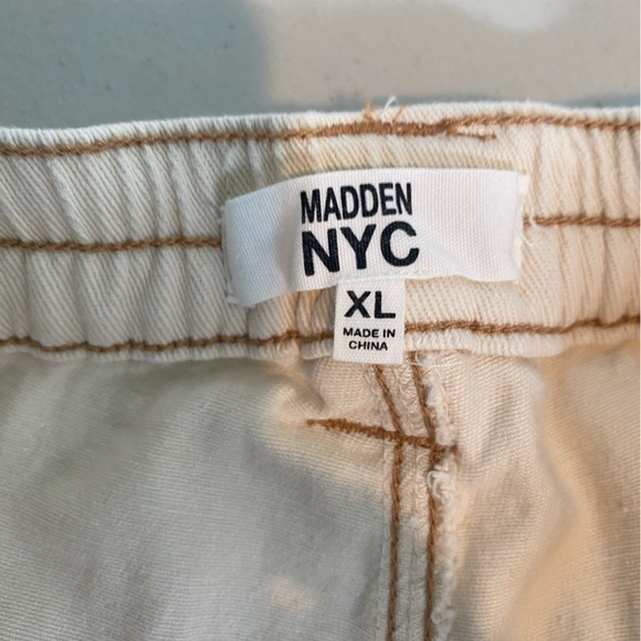 Madden NYC Cargo Pants Women XL Off White Elastic Waist High Rise - Picture 8 of 9